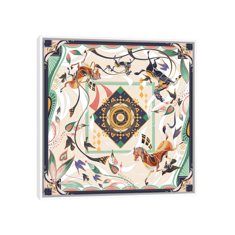 Pegasus by Sija Hong - Painting on Canvas, 45.72 cm H x 45.72 cm W, White Framed