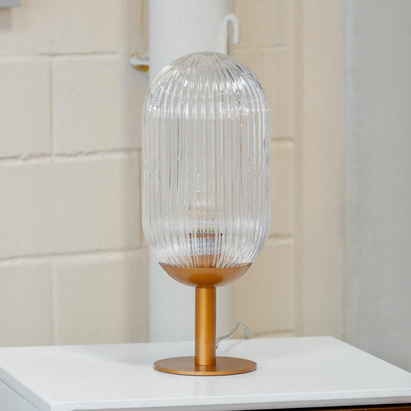 Bronze Ribbed Clear Glass Table Lamp