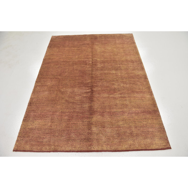 Tapis de la zone en laine rouge 4 pi 9 po x 6 pi 5 po one-of-kind main noué la Didcot