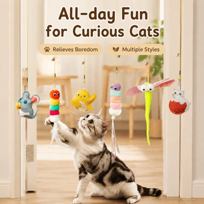 Hanging Swing Cat Teaser Toys, Swinging Interactive Hanging Cat Play Ornaments for Indoor Cat Self‑Play, Jumping and Energy Release