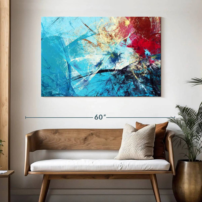 Avery Red And Blue Abstract, 32" H x 48" W