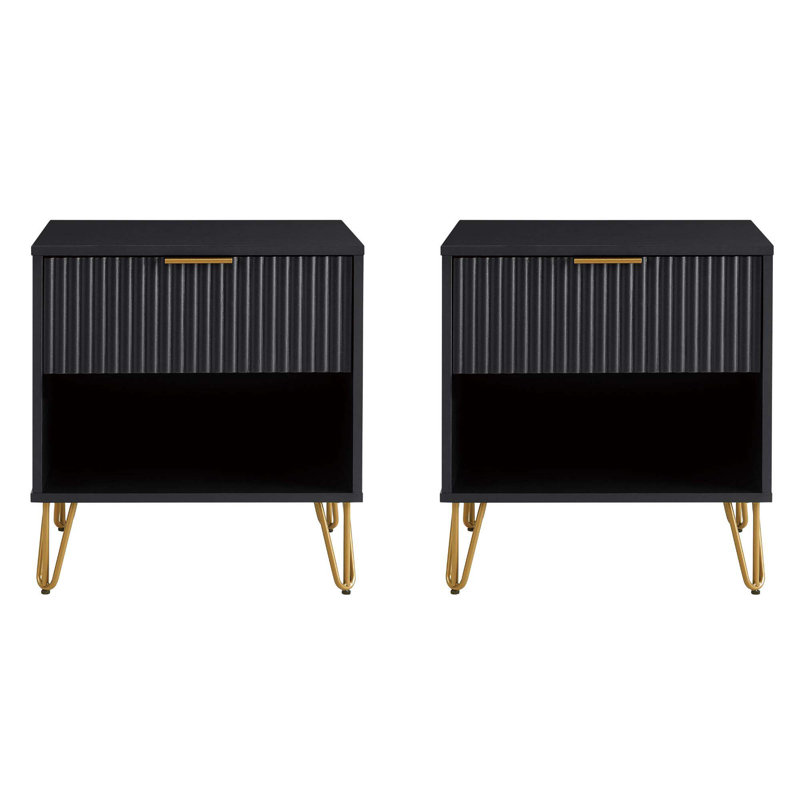 Gafita 20.07'' W Nightstand, Black, Set of 2