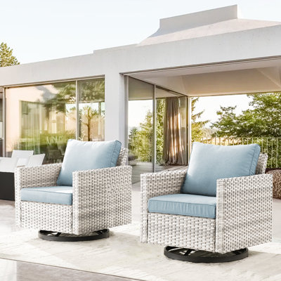 Chaise de patio pivotante et coussinée avec coussins Nazime