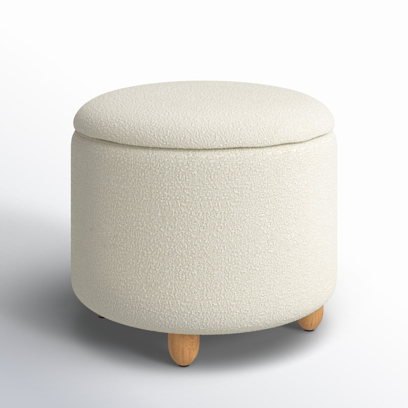 Mancora Upholstered Storage Ottoman, Ivory