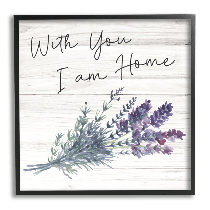 With You I'm Home Inspirational Family Sign Blue Hyacinth Florals par ND Art - Peinture, H 17 po x l 17 po x P 1,5 po