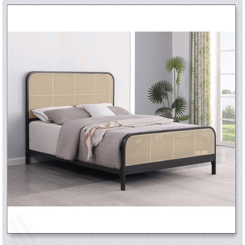 Grand lit en toile Rande, Noir