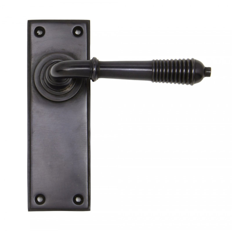 Reeded Lever Latch Set, Aged Bronze