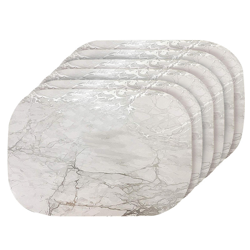 Silver Marble Cork Oval Placemats Set of 2