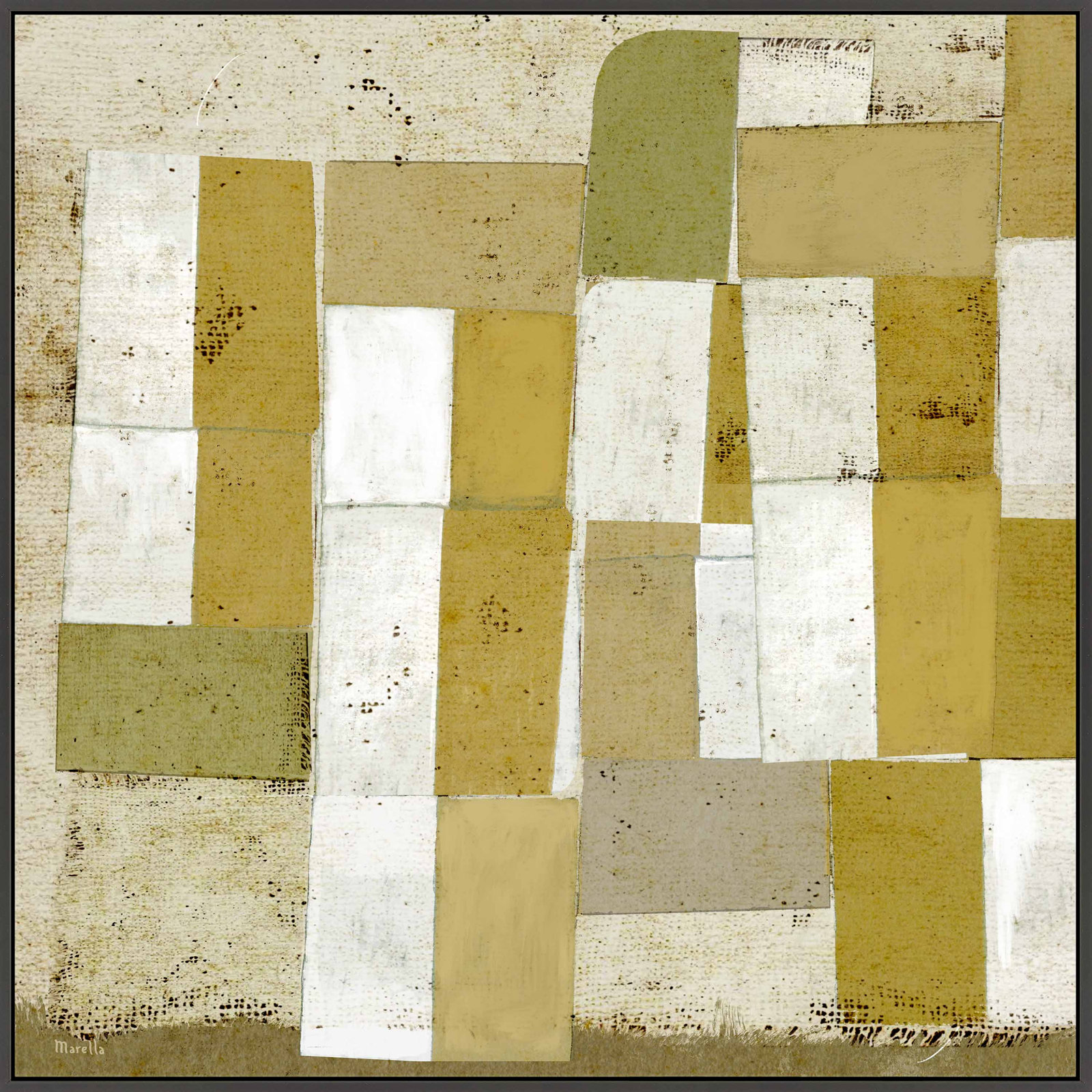 Yellow Hues by Marco Marella for Studio M - Framed Wall Art, 24" H x 24" W, Canvas, Black