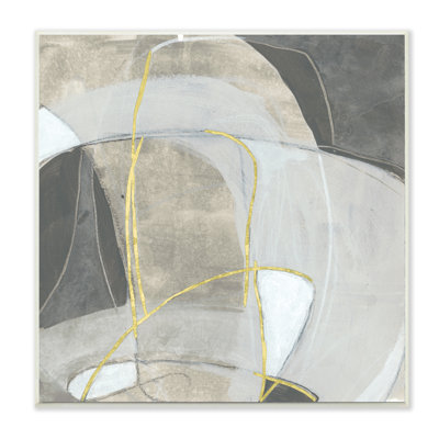 Abstraction incurvée, gris, beige et or par June Erica Vess - impression