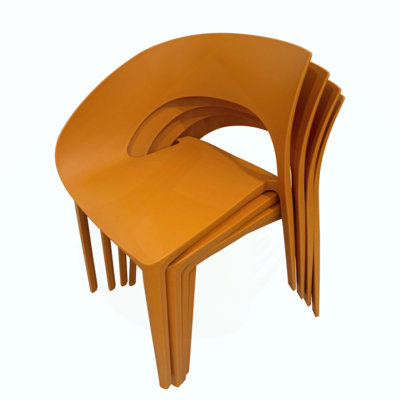 Polypropylene Single-Side Chair- One-Piece Design For Indoor & Outdoor Use,Suitable For Living Rooms, Dining Rooms, Gardens, Terraces And Other Scenarios  (Set Of 4)