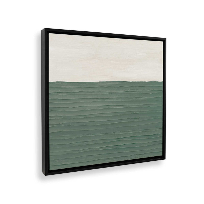 Textured Emerald Echoes v2 Print, 12.75" H x 12.75" W x 1.75" D, Satin Black Floater Framed