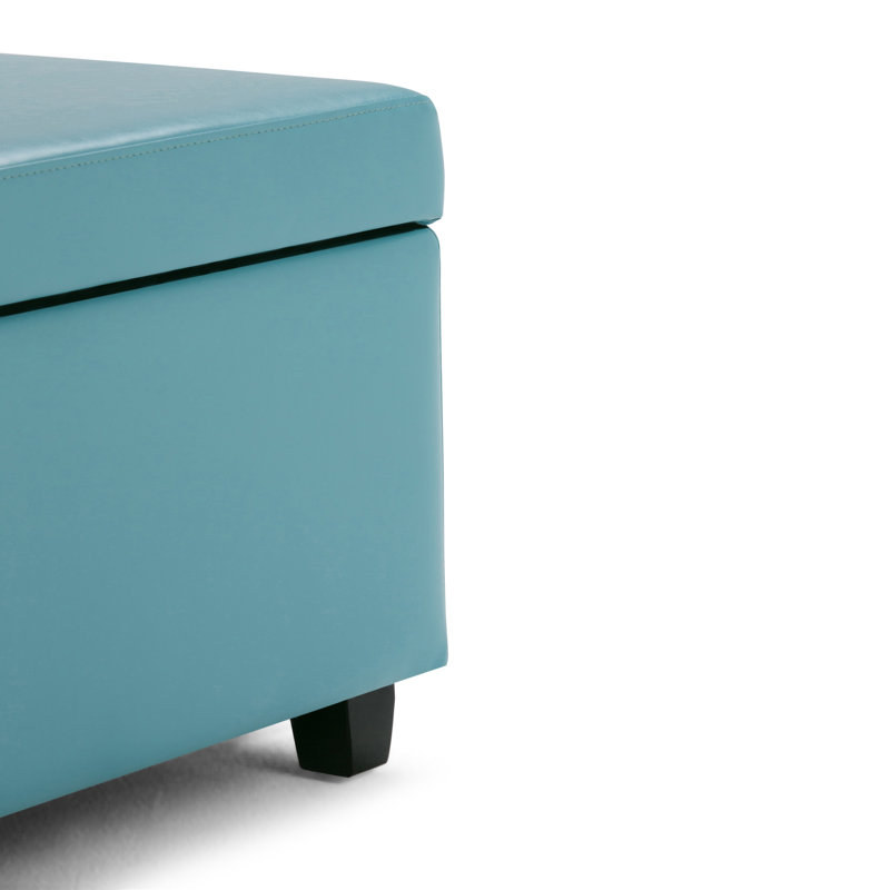 Avalon Round Blue Faux-Leather Storage Footstool
