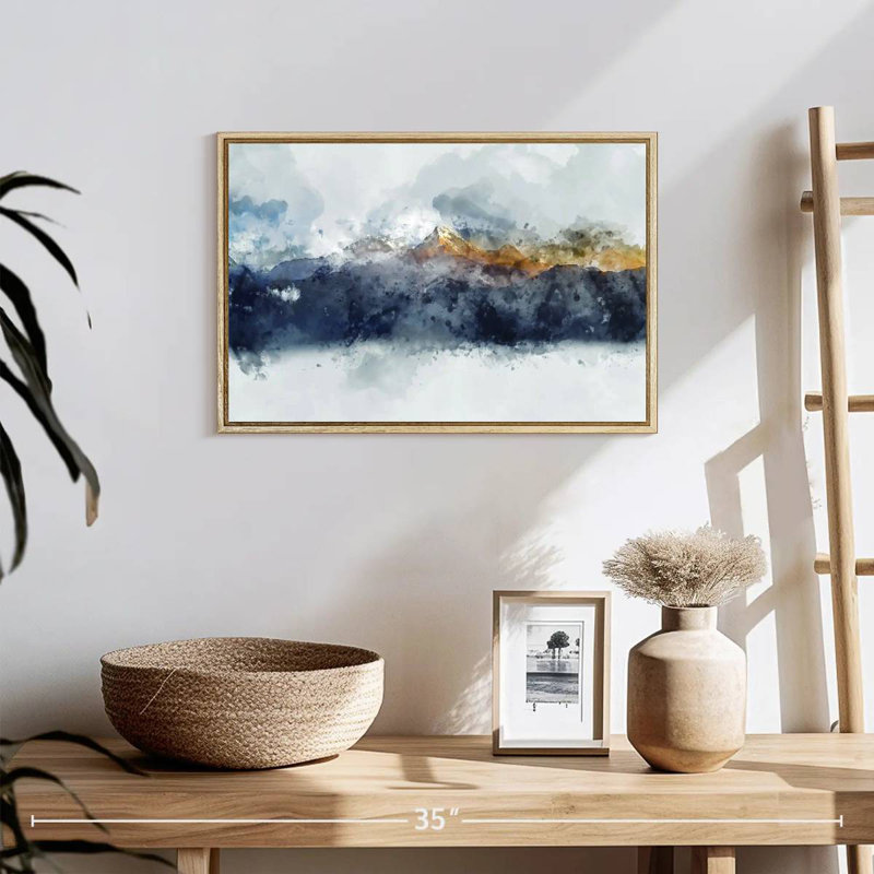 Bolan Mountain Range, 19" X 13", Floating Frame Natural Wood