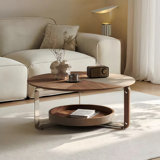 35" Frame Coffee Table With Storage Shelves