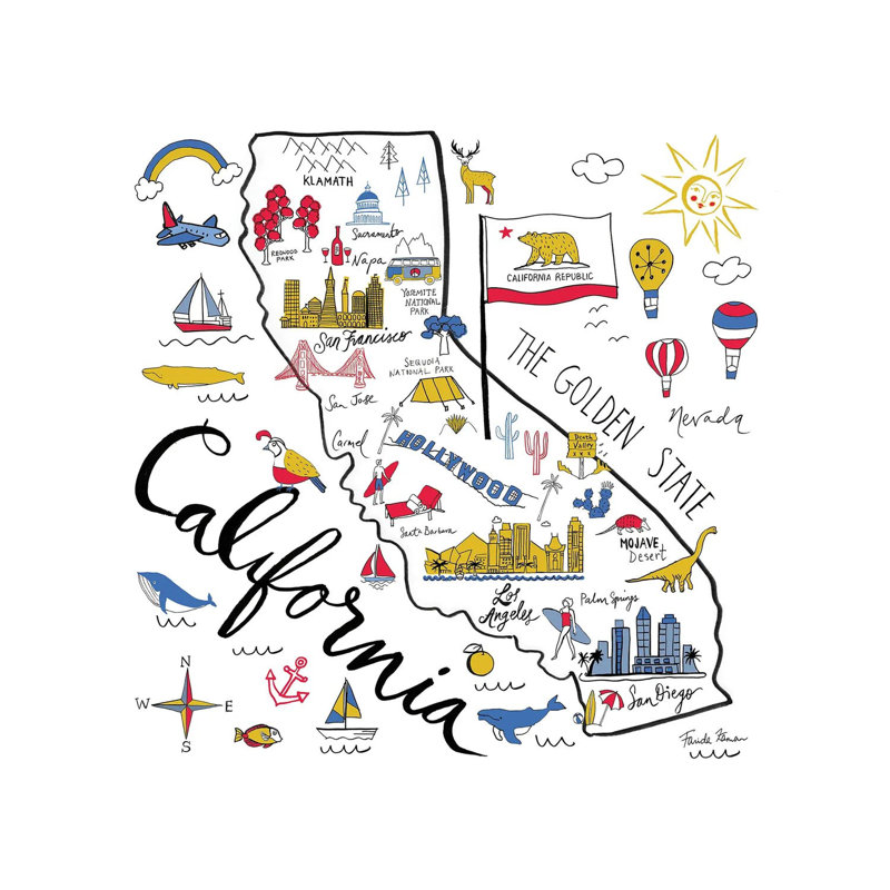 California 1 Piece Wrapped Canvas Painting, 30.48 cm H x 30.48 cm W