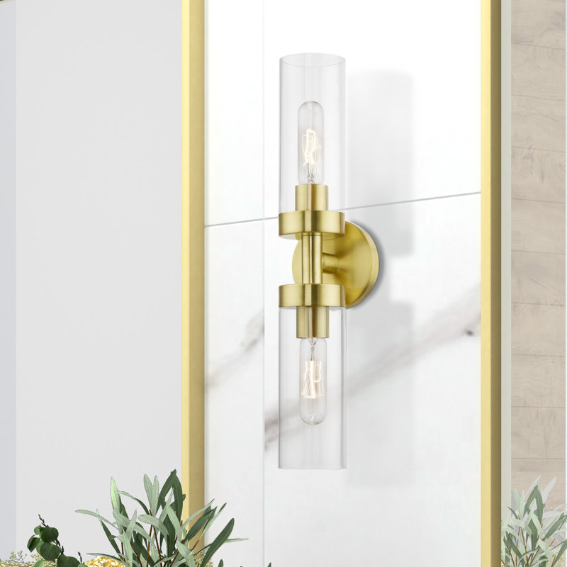 Devia 2-Light Dimmable Wall Sconce, Satin Brass