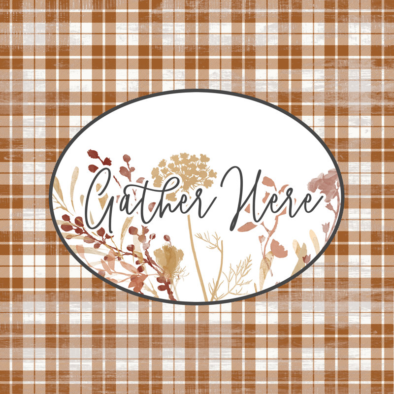 Harvest Gather Here Plaid - Wrapped Canvas Print, 30cm H x 30cm W x 3.8cm D