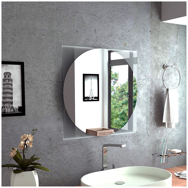 Miroir Salerno, forme carrée, bordures sablées - verre trempé