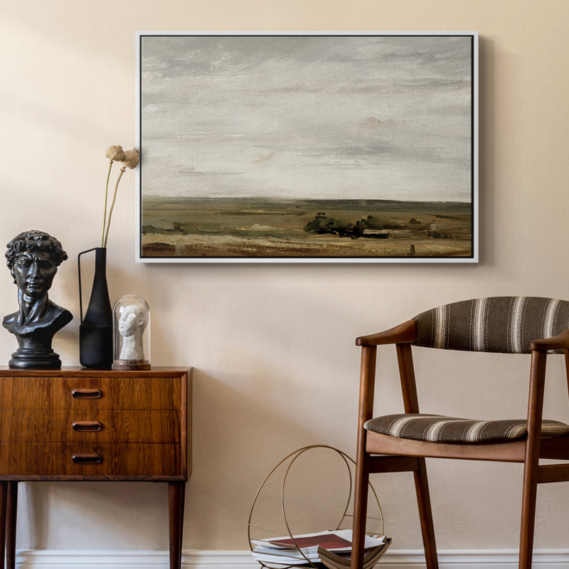 Paysage rétro - CMXLVI, H 27 po x l 41 po x P 2 po, Toile encadrée flottée blanche