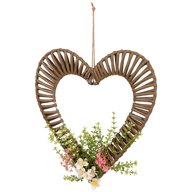 Décoration de cœur floral enveloppé - 12 po