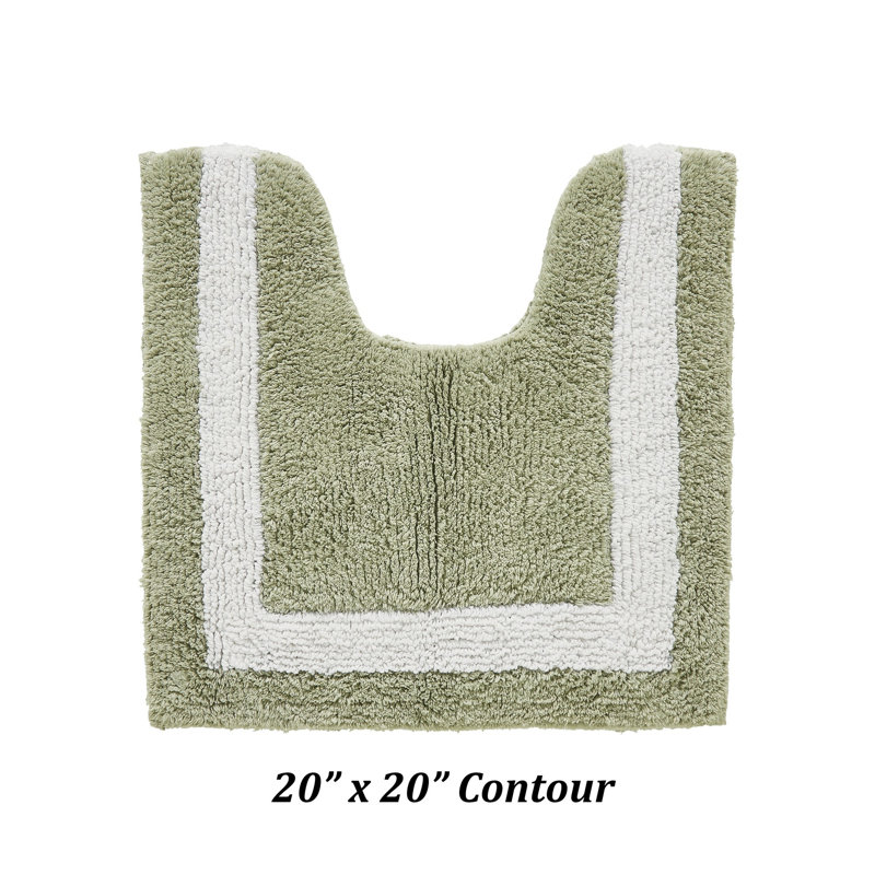 Tapis pour salle de bain Widman, Contour 20 po x 20 po, Sauge foncé / blanc