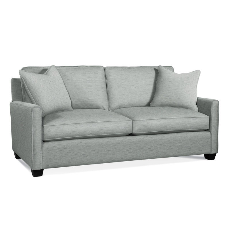 Nicklaus Sofa, Gel Memory Foam Mattress, Black, Light Blue Performance Fabric; 0851-55