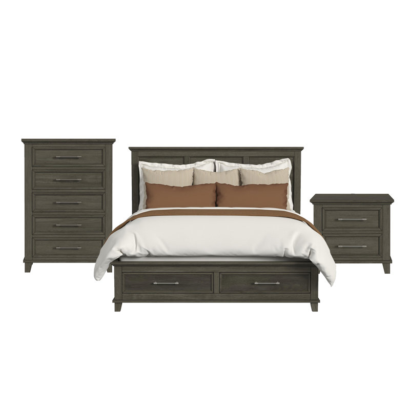 Daulton Storage 3PC Bedroom Set, King, Gray