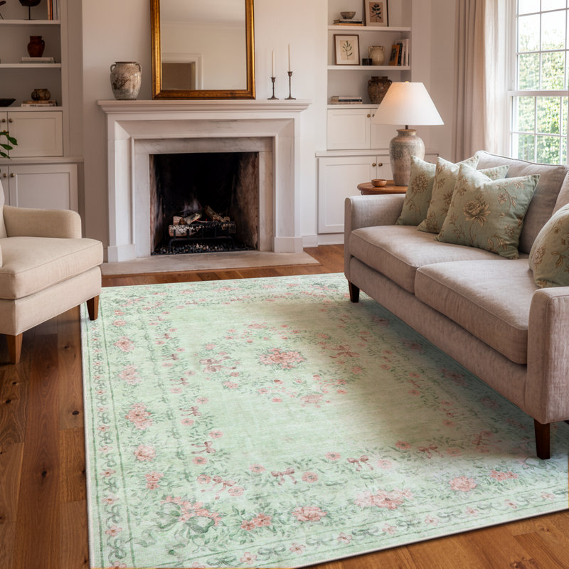 Tapis lavable à motif floral Kaldi, Rectangle 5 pi x 7 pi