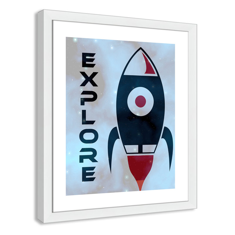 Explorer l’espace, H 26,5 po x l 22,5 po x P 0,63 po, Encadré plat argent