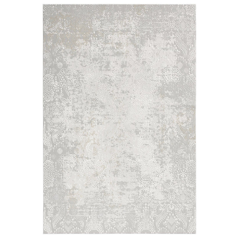 Tapis crème en polyester tissé à la machine Britnai, Rectangle 8 pi 10 po x 12 pi