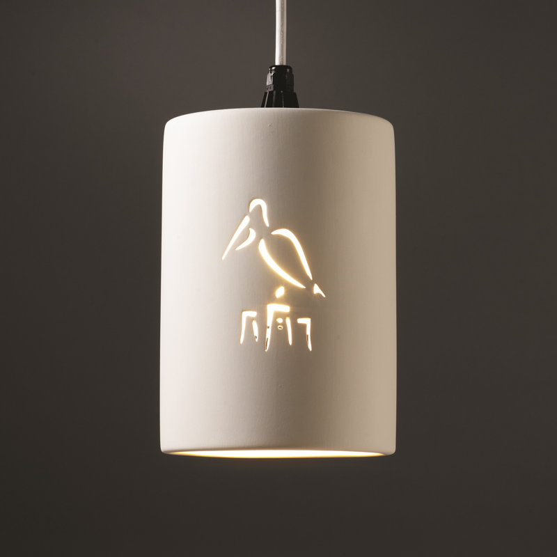 Ebersole 1 - Light Single Pendant, Bisque, Pelican, Black Cord