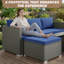 Ensemble de conversation modulaire d'extérieur 5 pièces pour 5 personnes avec coussins de patio et coussins gris-1999642895-2004149912