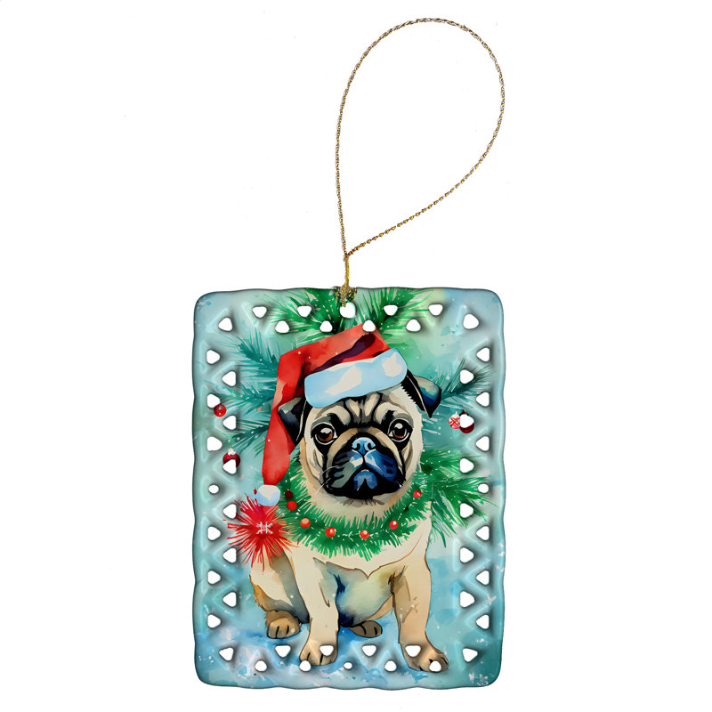 Ornement en porcelaine de Noël carlin, Pug 3596