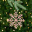 Wooden Snowflake Christmas Ornaments - 4.75" - Pink - Set Of 4
