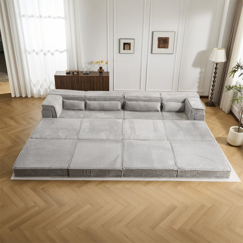 157.48" U-Shaped Sectional, Light Gray