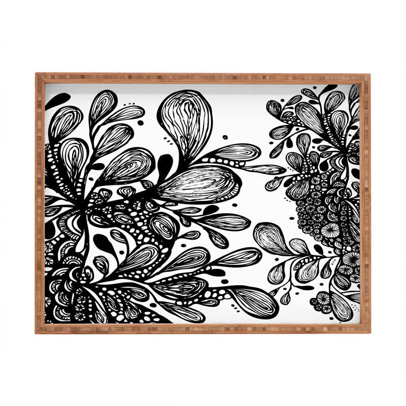 Julia Da Rocha Wood Tray, 1.75" H x 18" W x 14" D