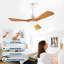 Ventilateur de plafond 42 po, 50 po, 60 po, 72 po à 3 pales en bois massif avec éclairage à DEL et moteur à courant continu réversible-129383968-129383967