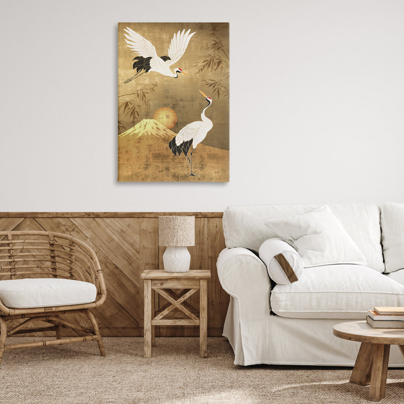 Art mural sur toile Traditional Cranes & Mountain par Reinders, H 36 po x l 24 po
