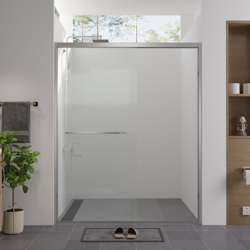 - Finished 56 60" Adjustable Width Double Sliding Shower Enclosure With 1/4"  6Mm  Tempered Glass, Waterproof And For Bathroom Clear Glass Door Hardware, Design