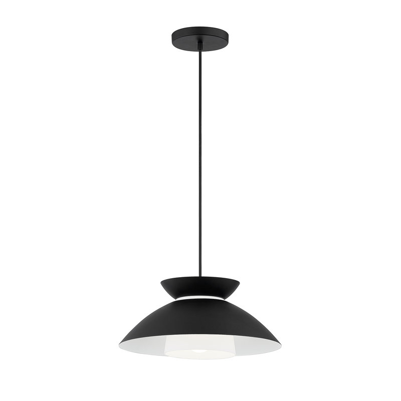 Fusion - Noreen 1-Light Pendant - Opal Glass Shade, Matte Black
