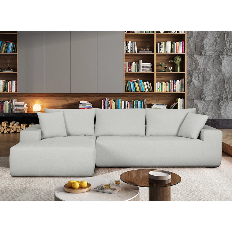 Clairah 2 - Piece Upholstered Boneless Sectional, Left Hand Facing, White Polyester Blend