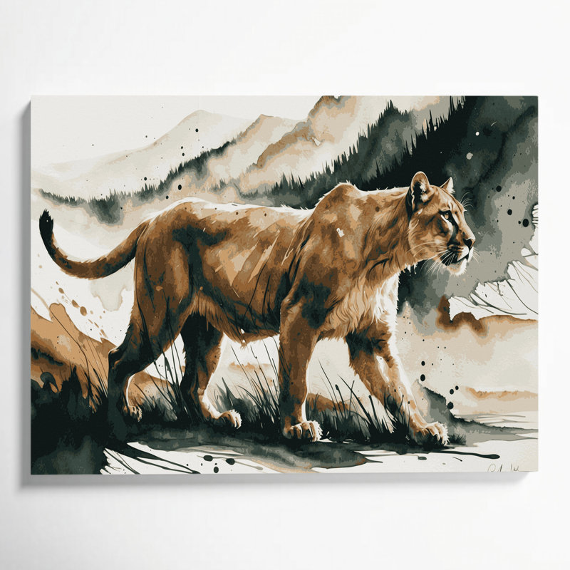 «Big Cats Mountain Lions», art mural sur toile beige, H 11 po x l 14 po