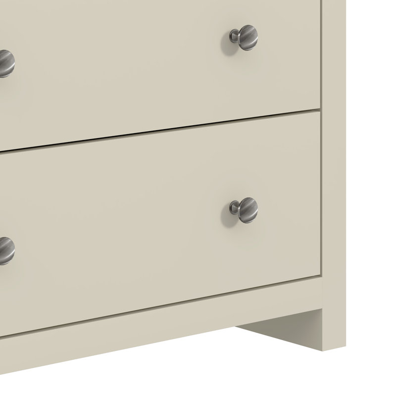 Commode 5 tiroirs Tevrat, Ivoire / chêne noueux