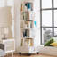 Bibliothèque rotative avec tiroir, bibliothèque d'angle à 6 niveaux à 360 degrés pour les petits espaces, étagère de rangement sur pied au sol, étagère à livres étroite en bois pour la chambre à coucher (BLANC)