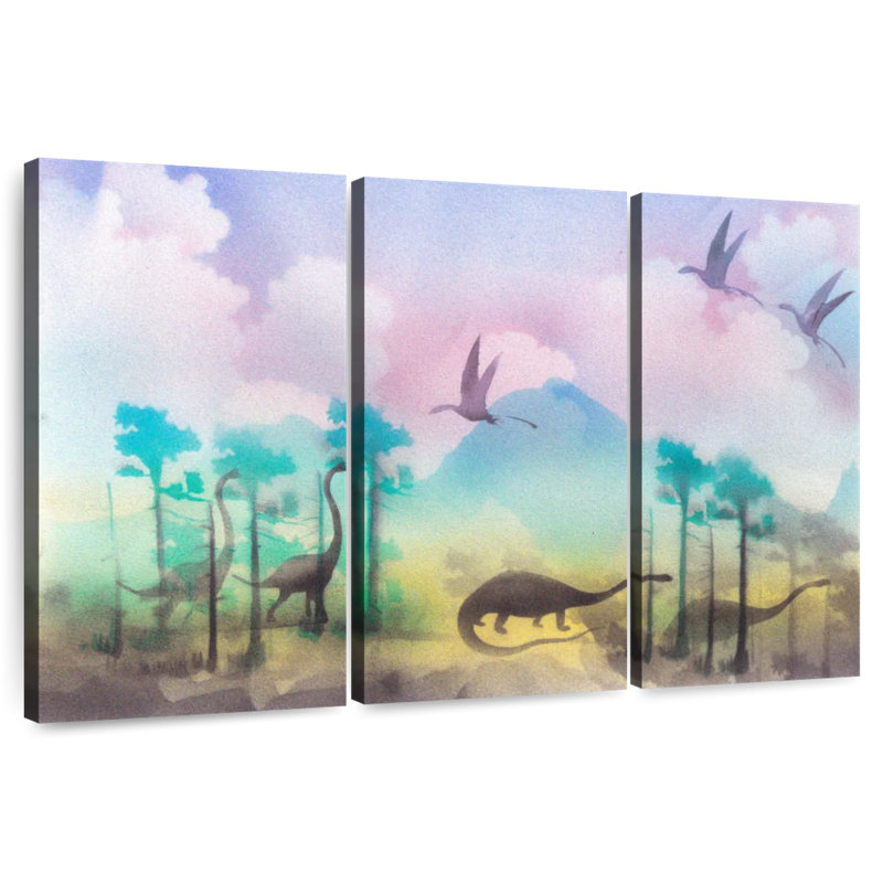 Ashelle, dinosaures de la forêt jurassique, H 48 po x l 74 po