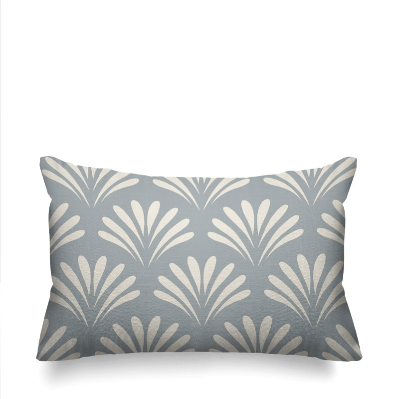 Coussin décoratif intérieur / extérieur Flower Burst, H 20 po x l 14 po, Gris, Carré