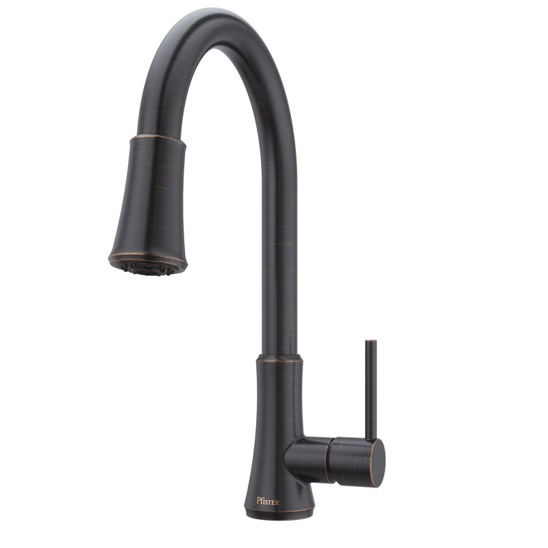 Pull Down Single Handle Kitchen Faucet, Tuscan Bronze