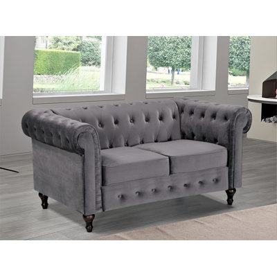 Causeuse Chesterfield à accoudoirs arrondis 61,02 po Ariclia