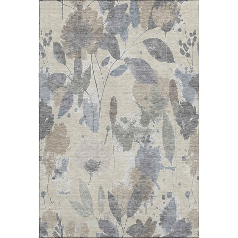 Premium Machine Washable Harjo AMF1549 Floral Rug, Rectangle 9' x 12'